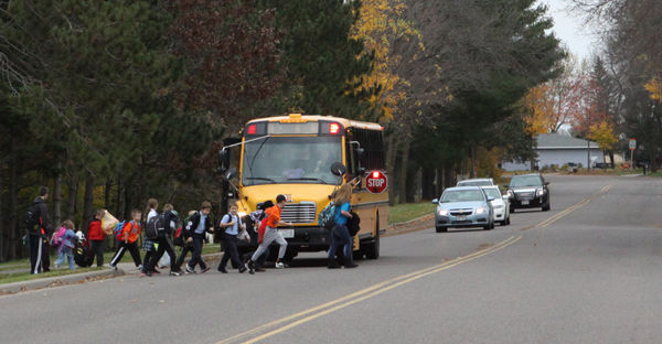School Bus Drops Off Students In Bloomer
